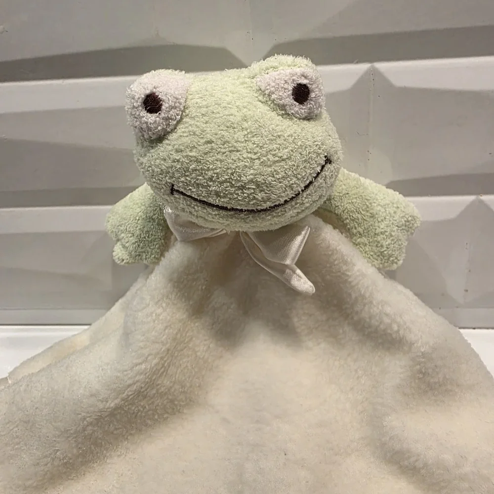 Blankets and Beyond‎ Lovey Plush Frog Security Blanket Green Satin Edge Nunu
